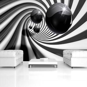 Fototapeta - 3D černobílý tunel (254x184 cm)