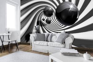 Fototapeta - 3D černobílý tunel (152,5x104 cm)