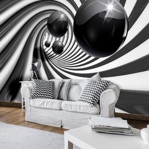 Fototapeta - 3D černobílý tunel (152,5x104 cm)