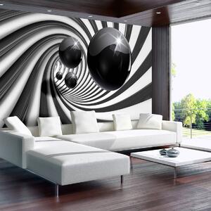 Fototapeta - 3D černobílý tunel (254x184 cm)