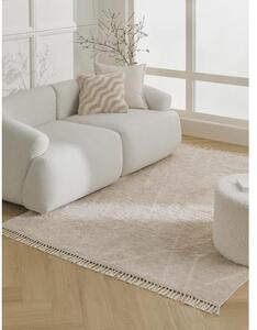 Ručně všívaný bavlněný koberec se vzorem a třásněmi Bina
