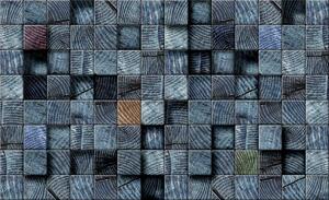 Fototapeta - Modré dřevěné kostky (254x184 cm)