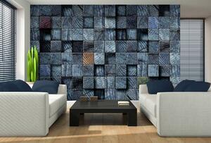 Fototapeta - Modré dřevěné kostky (152,5x104 cm)