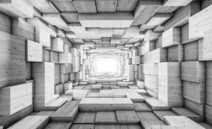 Fototapeta - 3D dřevěný tunel (254x184 cm)