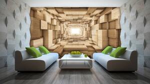 Fototapeta - 3D dřevěný tunel (152,5x104 cm)
