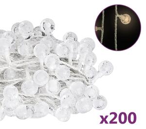 Světelný řetěz kulaté žárovky 20 m 200 LED teplá bílá 8 funkcí