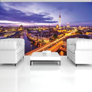 Fototapeta - Berlínské panorama v noci (152,5x104 cm)