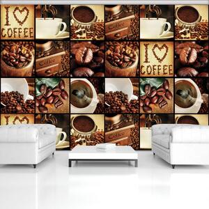 Fototapeta - I Love Coffee - koláž (254x184 cm)