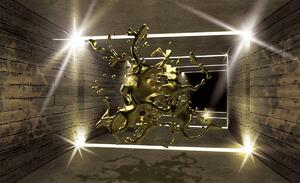 Fototapeta - Exploze zlaté barvy v 3D tunelu (152,5x104 cm)