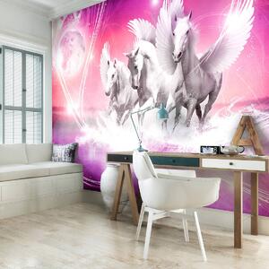 Fototapeta - Pegasus na růžovém pozadí (152,5x104 cm)