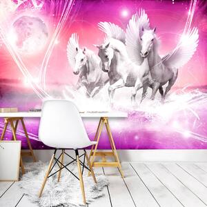 Fototapeta - Pegasus na růžovém pozadí (254x184 cm)