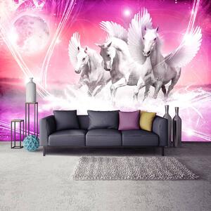 Fototapeta - Pegasus na růžovém pozadí (254x184 cm)
