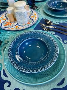 Bordallo Pinheiro Sada jídelních talířů Fantasy 4 kusů, modrá, kamenina, 29 cm