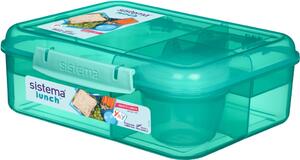 Sistema Dělený svačinový box Lunch Bento s nádobou na jogurt a 2 tácky 1,65 l, mátová