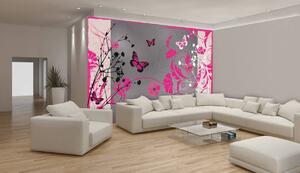 Fototapeta - Růžoví motýli (254x184 cm)