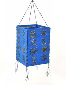 Stínidlo, čtyřboké, modré se zlatým potiskem Astamangal, 18x25cm