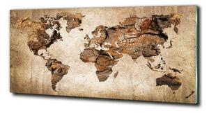 Foto obraz sklo tvrzené Mapa světa dřevo osh-54299109