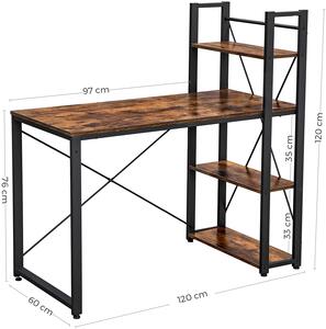 VASAGLE Stůl s regálem Industry - 120x60x120 cm