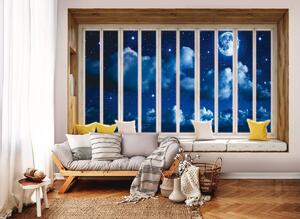Fototapeta - Noční obloha v okně (152,5x104 cm)