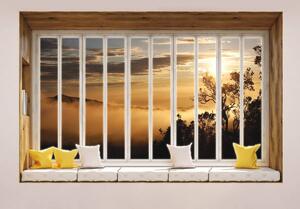 Fototapeta - Hory zahalené v mlze - okno (152,5x104 cm)