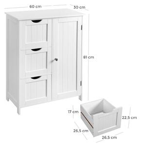 VASAGLE Koupelnová skříňka - bílá - 60x30x81 cm