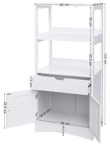 VASAGLE Koupelnová skříňka - bílá - 60x32,5x122 cm