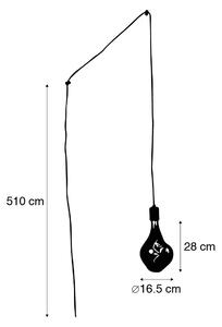 Designová závěsná lampa černá se zástrčkou včetně LED lampy stmívatelné - Cavalux