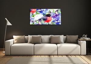 Foto-obraz na skle horizontální Pták a květiny osh-57455538
