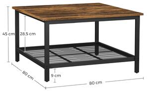 VASAGLE Konferenční stolek Industry - 80x80x45 cm