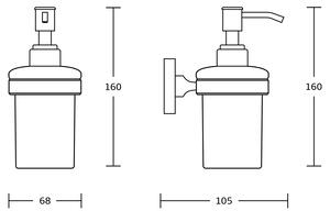Aqualine SAMBA dávkovač mýdla 150 ml, mléčné sklo, černá mat
