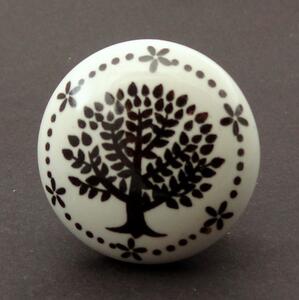 Keramická úchytka-Strom-POTISK Barva kovu: stříbrná