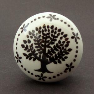 Keramická úchytka-Strom-POTISK Barva kovu: stříbrná