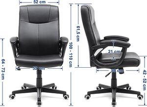 Vasagle Černá polyuretanová otočná kancelářská židle