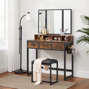 Vasagle Toaletní stolek se zrcadlem a stoličkou Rei, vintage černá