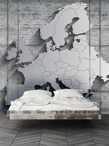 Fototapeta - Stříbrná evropská mapa s 3D efektem (152,5x104 cm)