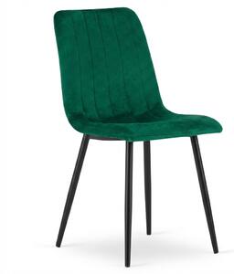 Tmavě zelená sametová židle LAVA BOTTLE GREEN s černými nohami
