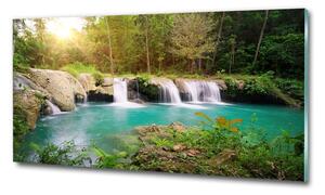 Foto obraz sklo tvrzené Vodopád v lese osh-62884614