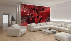 Fototapeta - Červené srdce - abstrakt (152,5x104 cm)