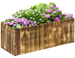 Obdélníkový zahradní květináč Outsunny pro rostliny a květiny, květináč z jedlového dřeva pro vnitřní a venkovní použití, 80x33x30 cm, v přírodním dře