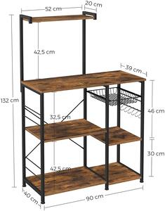 VASAGLE Kuchyňský odkládací stolek Industry - 90x40x132 cm