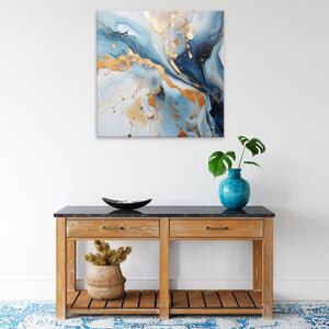 Obraz na plátně - Modro zlatý mramor - 40x40 cm