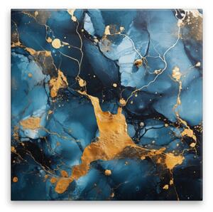Obraz na plátně - Modro zlatý mramor 03 - 40x40 cm
