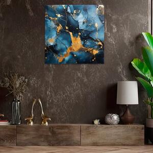 Obraz na plátně - Modro zlatý mramor 03 - 40x40 cm
