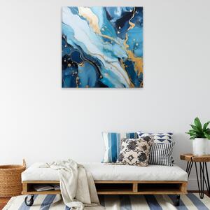 Obraz na plátně - Modro zlatý mramor 02 - 40x40 cm