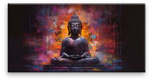 Obraz na plátně - Buddha před chrámem - 60x30 cm