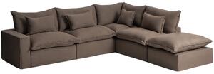 Kave Home Hnědá rohová pohovka Anarela 347 cm s odnímatelným potahem, pravá