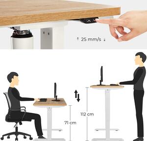 SONGMICS Dřevěný psací stůl nastavitelný - bílá - 115-147x71-112x60 cm