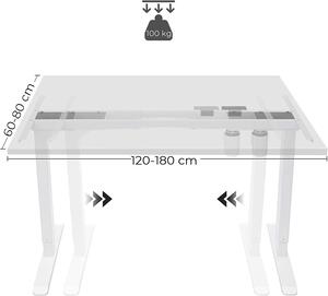 SONGMICS Dřevěný psací stůl nastavitelný - bílá - 115-147x71-112x60 cm