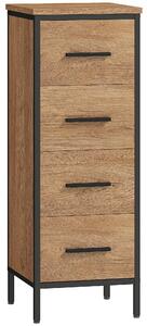 HOMCOM Úzká koupelnová skříňka s 4 zásuvkami a ocelovým rámem 30x30x82 cm Dub | Aosom