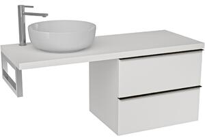 Deska pod umyvadlo Navira Pro - 161x46,5x3,6 cm - skříňka Velora 79 cm - bílá matná, černá úchytka - konzole chrom
